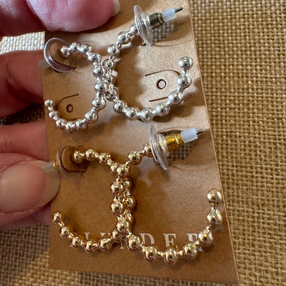 Plunder Silver and Gold Hoop Earrings - Picture 3 of 5
